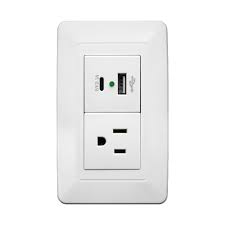 Placa Contacto con USB Tipo A y C Blanco WPL-307
