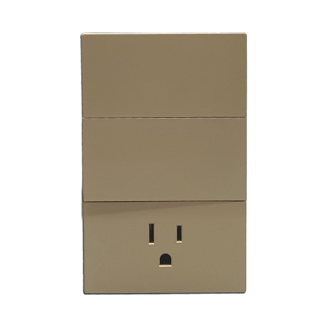 Placa Luxury de Contacto y Apagador 2 Interruptores 3 Vías - Color Oro para Uso Residencial y Comercial