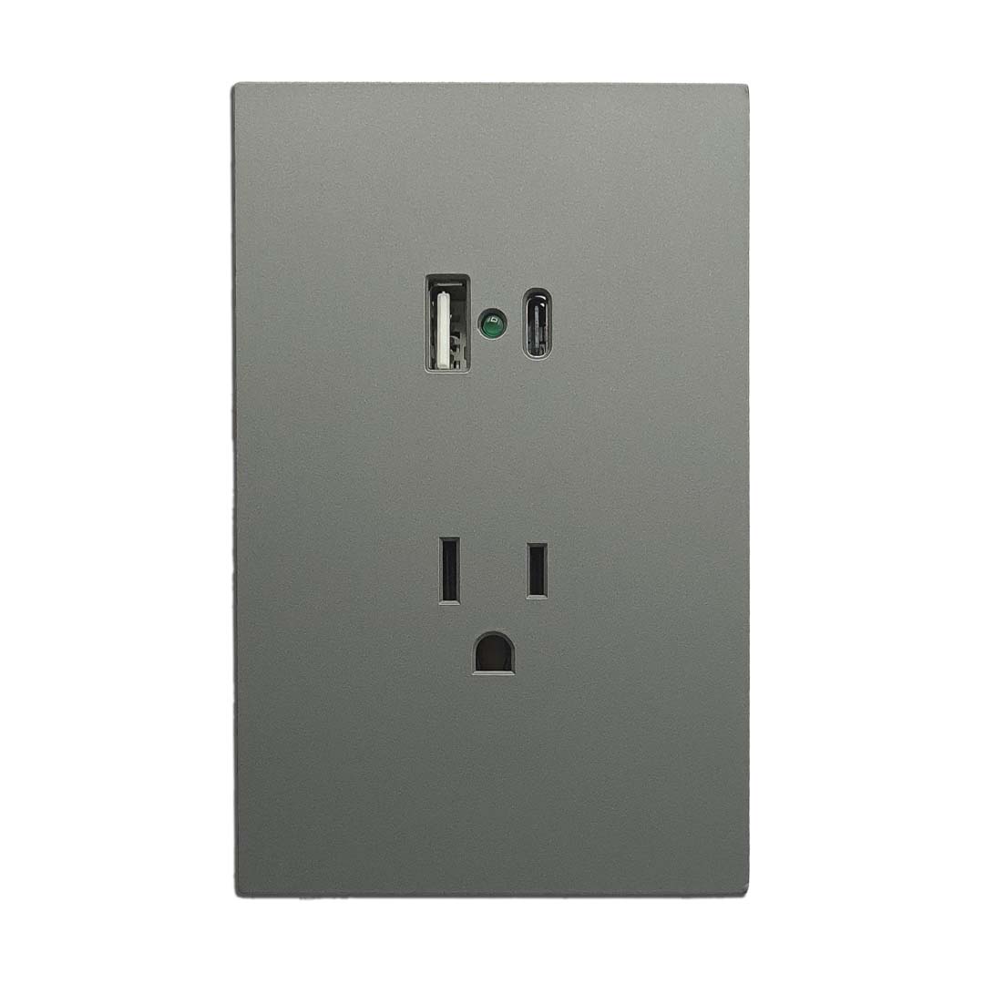Placa con USB A y C Gris Oxford APL-407