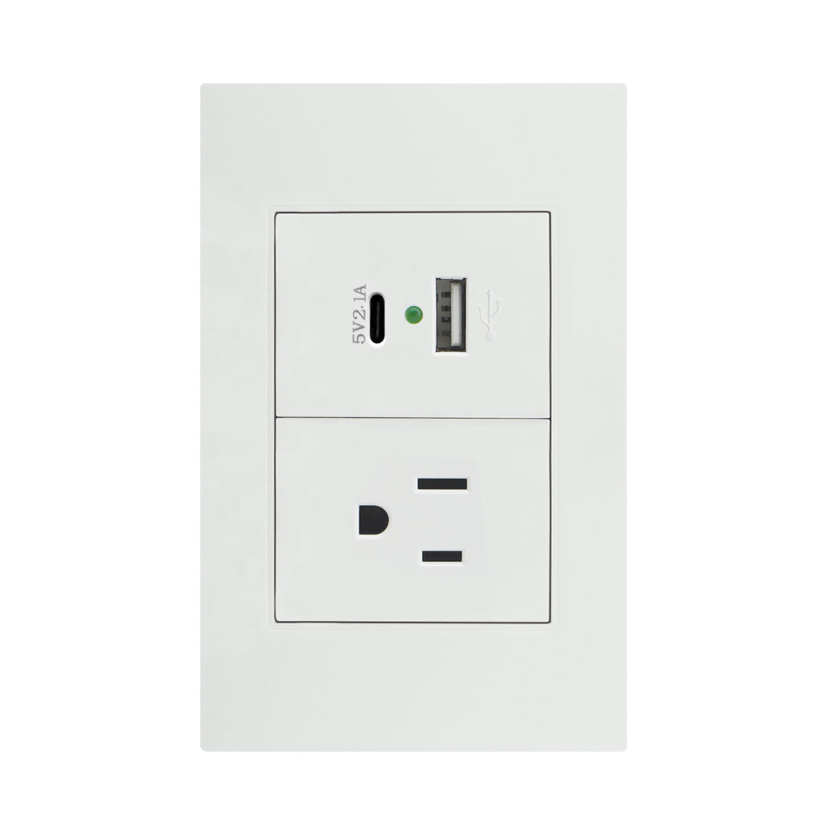 Placa de Contacto y 2 Salidas USB (Tipo A y Tipo C) - Policarbonato y Hierro Galvanizado para Uso Residencial y Comercial