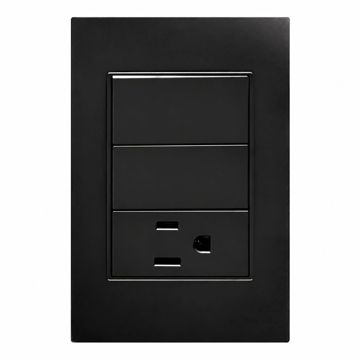 Placa Contacto con Apagador Doble 3 Vías Negro 15A 127-250V