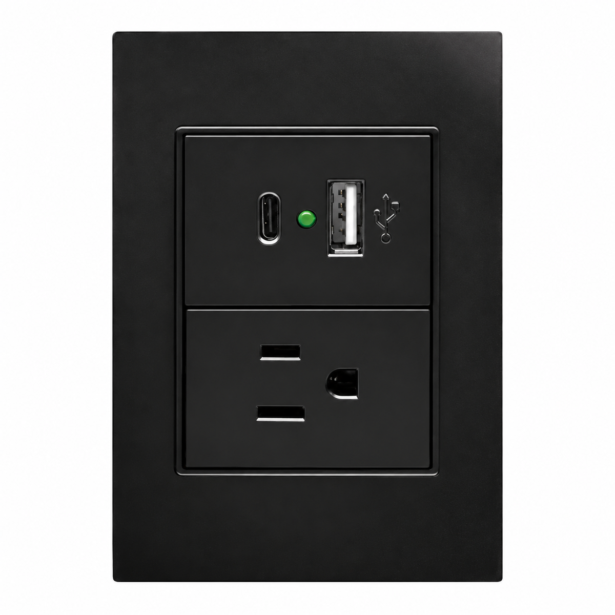 Placa de Contacto con USB-A y USB-C Negro 15A 127-250V para Interior