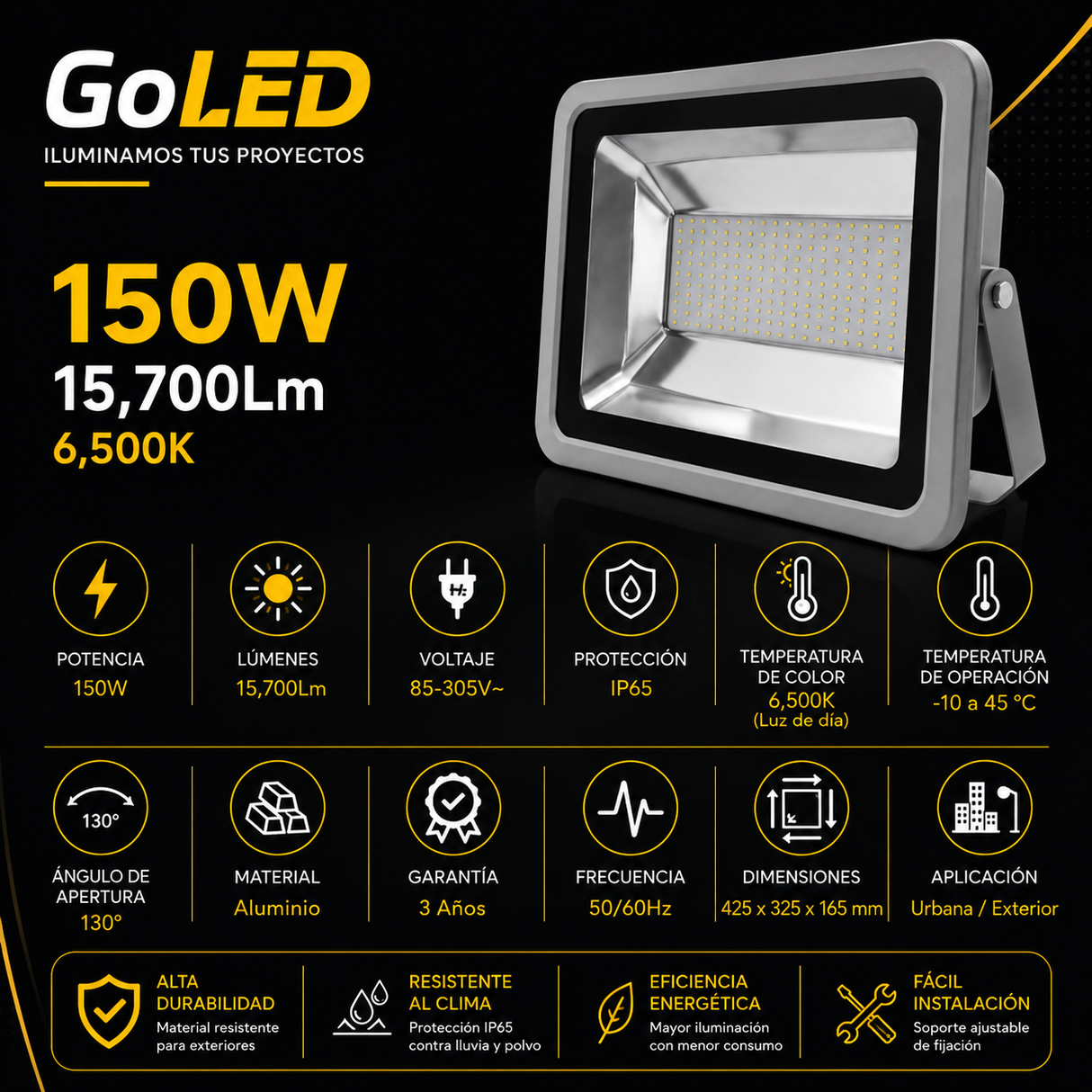 Reflector LED Alta Potencia SMD 150W IP65 15700 lm
