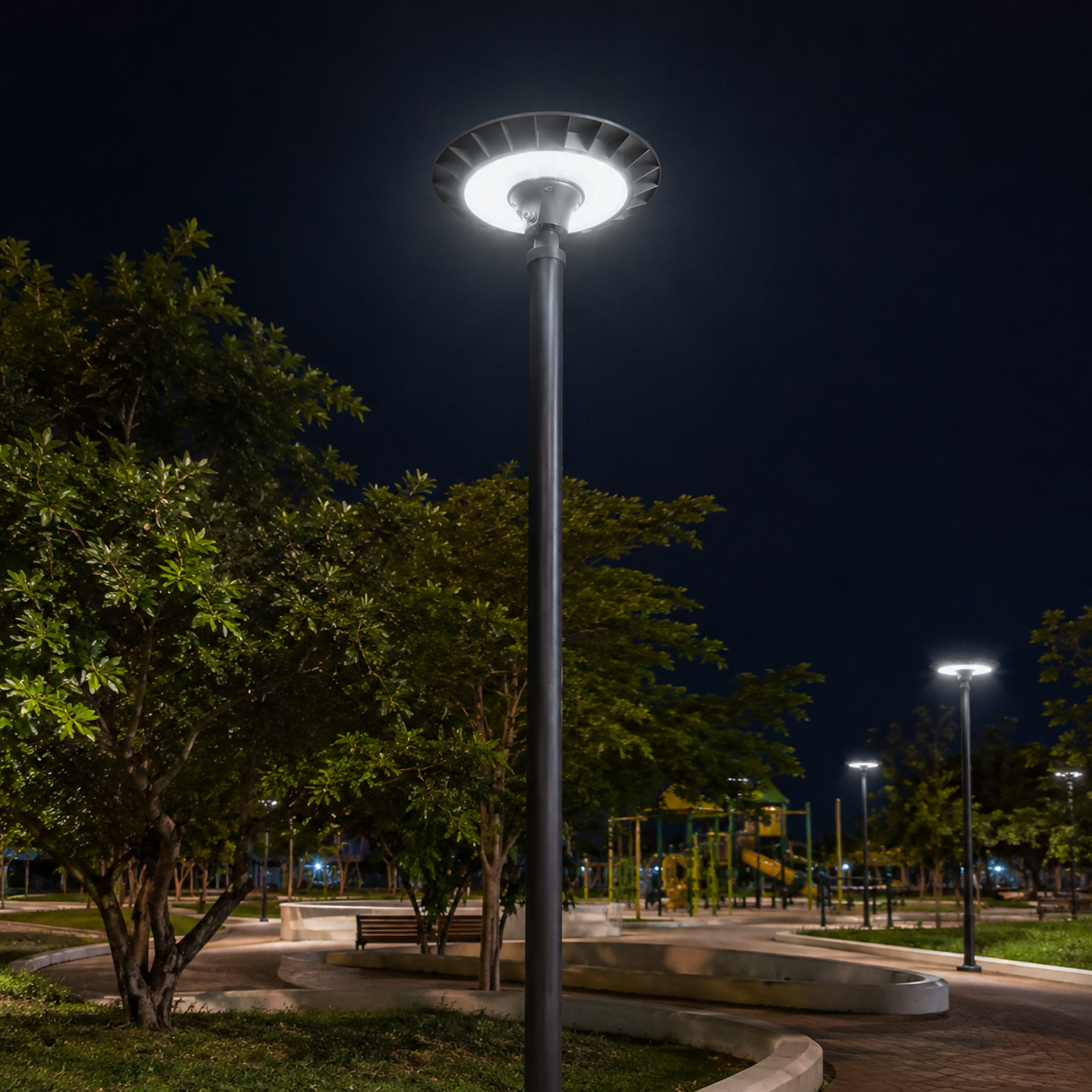 Luminaria Disco Punta Poste LED CCT Ajustable 80-120W ARE-029