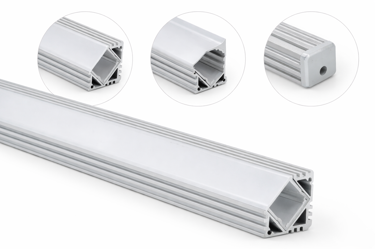 Perfil de Aluminio para Tira LED Empotrable 3m Opalino