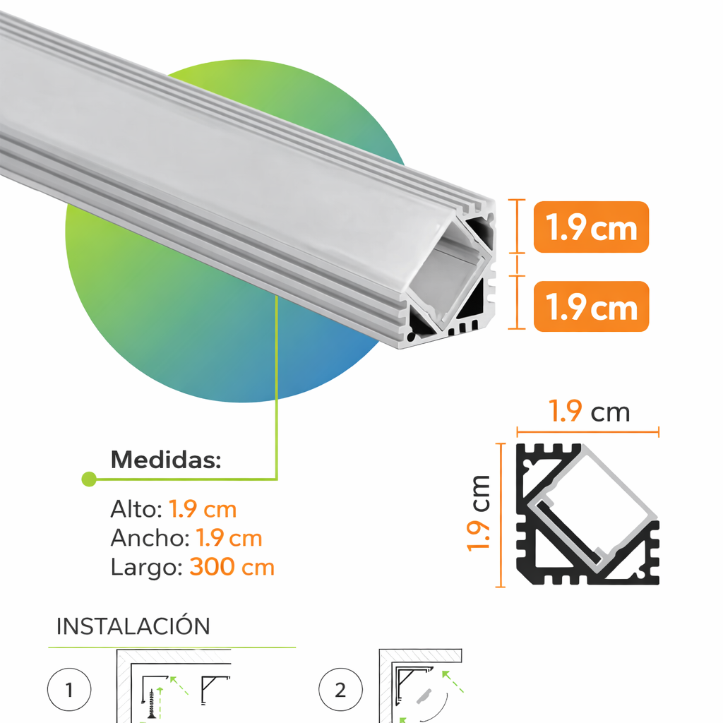Perfil de Aluminio para Tira LED Empotrable 3m Opalino