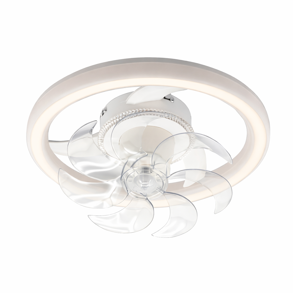 Ventilador de Techo LED Giratorio 19” Blanco con Control Remoto