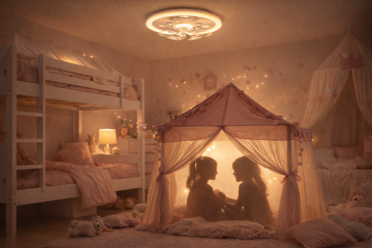 Ventilador de Techo LED Giratorio 19” Blanco con Control Remoto