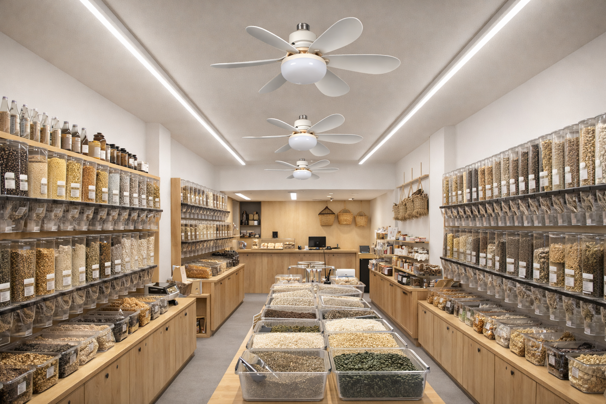 Ventilador de Techo LED 20.5” Blanco con Base E27 y Control Remoto