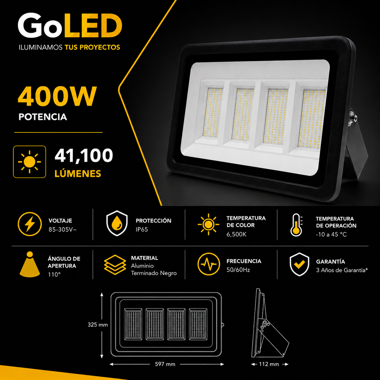 Reflector LED Alta Potencia SMD 400W IP65 41100 lm