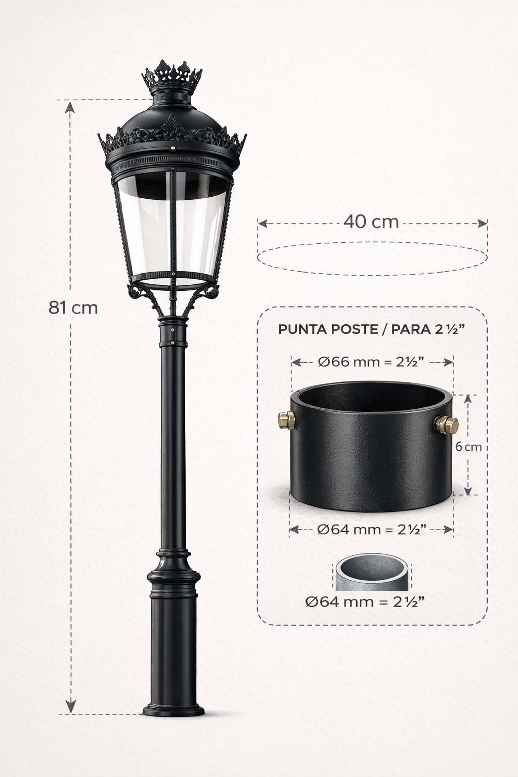 Punta de Poste Colonial LED VENECIA para Alumbrado Exterior