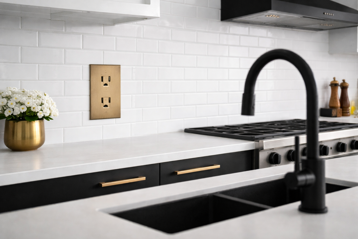 Placa de Contacto Doble Luxury Color Oro