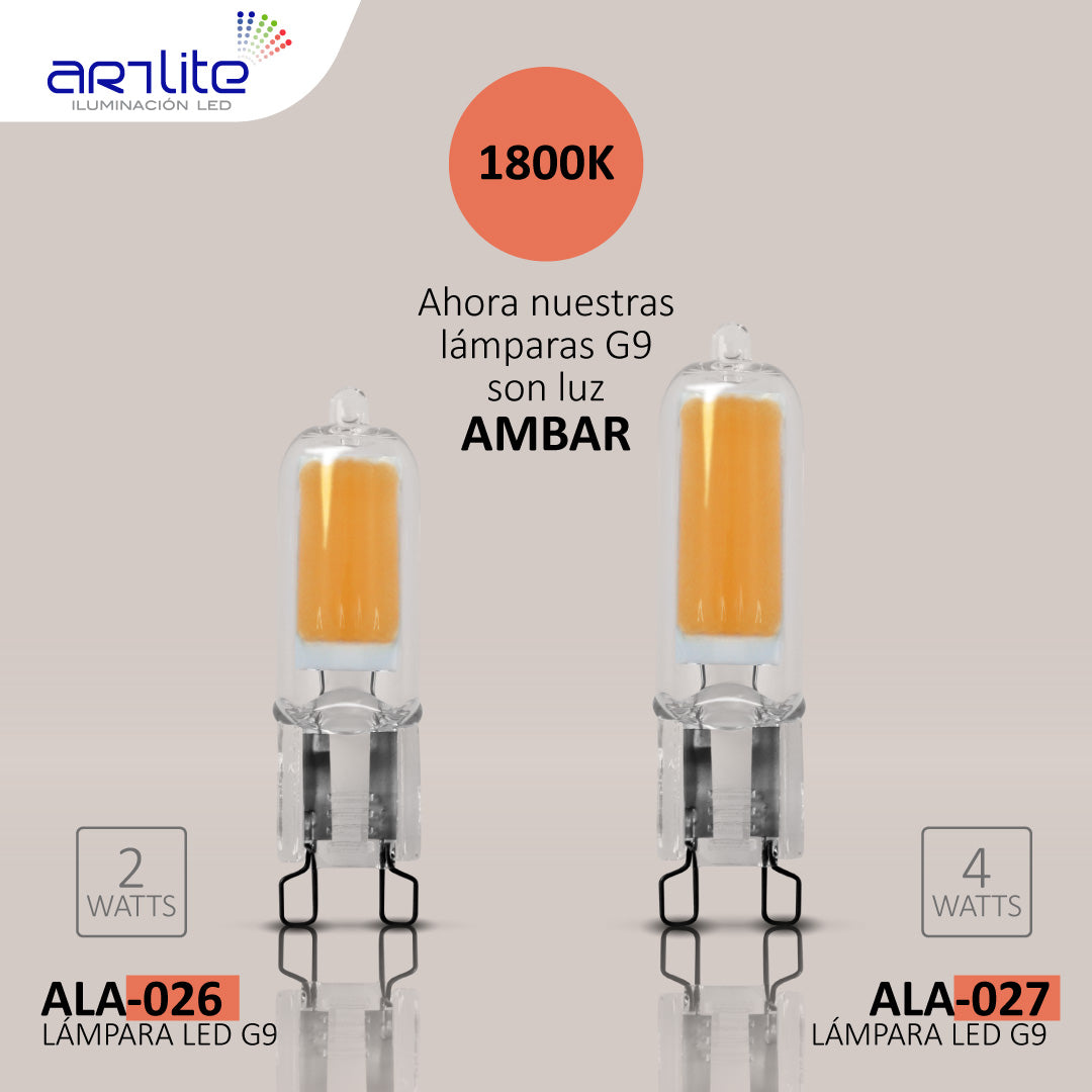 Foco LED G9 4W Ámbar – Iluminación Compacta y Eficiente para Luminarios Decorativos-ALA-027