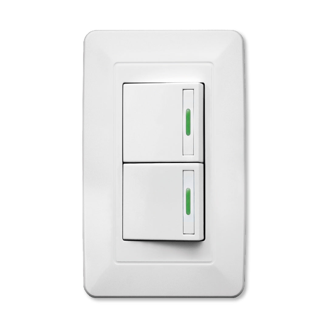 Placa con Apagadores de 2 Interruptores 3 Vías – Control Eléctrico para Casa, Oficina-WPL-302