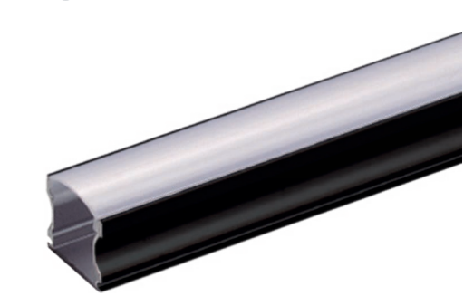 Perfil de aluminio negro para tira LED – Cubierta opalina