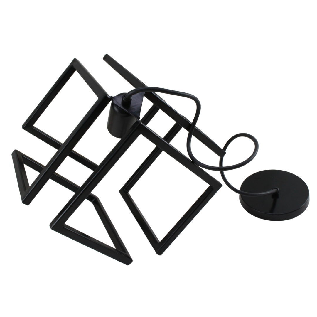 Luminario Colgante Cubica estilo Vintage metálica Negro
