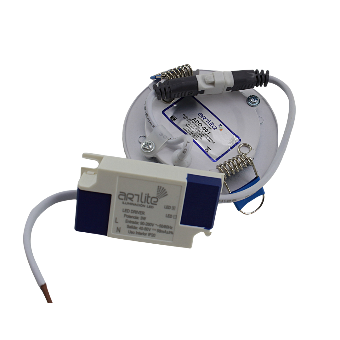 Panel empotrable LED Redondo Slim Blanco Frio 3w