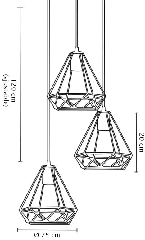 Luminario Colgante Rejilla Metalica triple