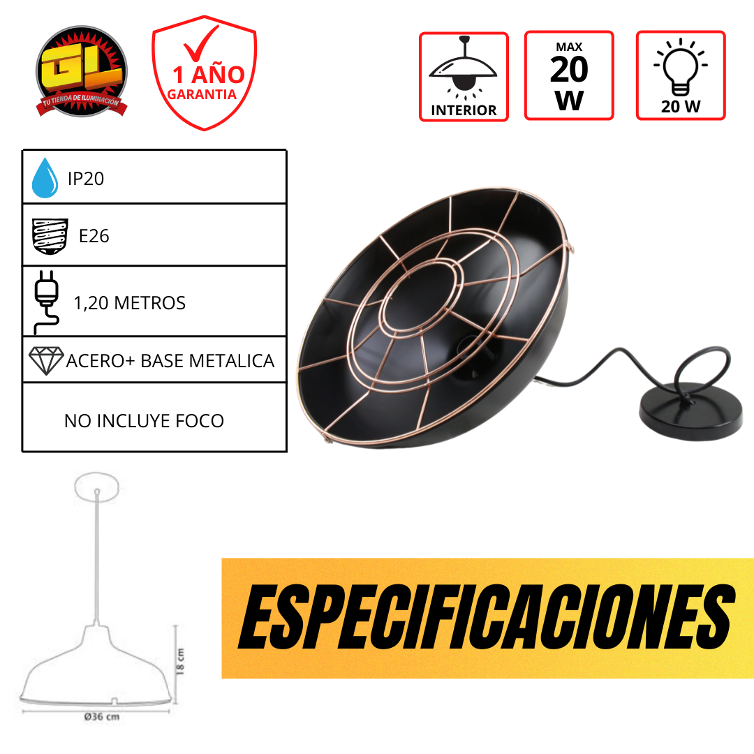 Lámpara Colgante Decorativo Negro