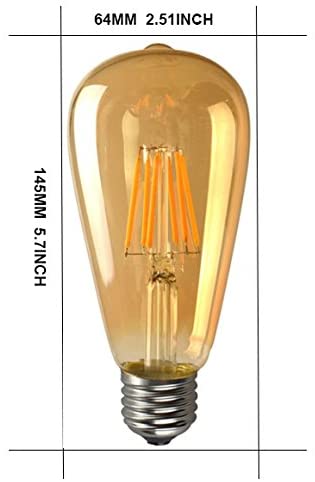 Foco LED Filamento Ámbar ST64 E26 – Iluminación Vintage Decorativa para Interiores-ALA-022