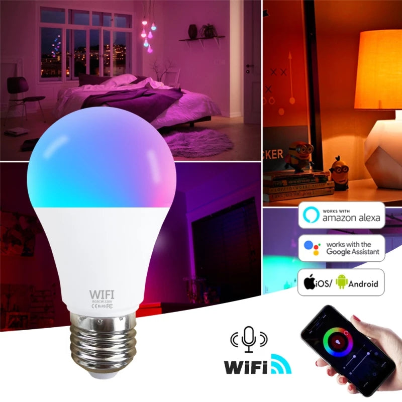 Lampara LED Smart WiFi E26 10W RGB CW Multicolor Y Blancos Atenuables 10w