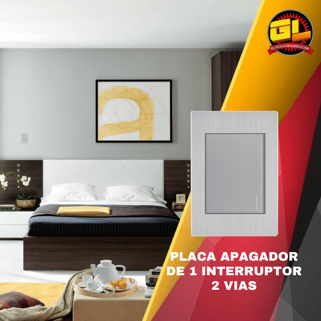 Placa Metálica con Interruptor de 2 Vías APL-101 - Diseño en Acero Inoxidable para Uso Residencial y Comercial
