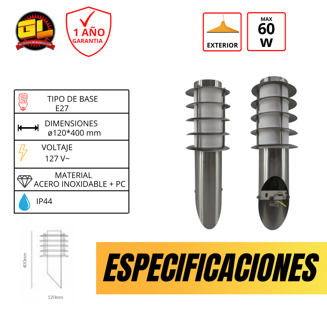 Arbotante de Pared BMS Plata 058