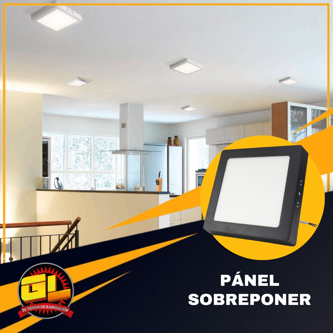 Lámpara LED Sobreponer Cuadrado 12w Negro 6500K