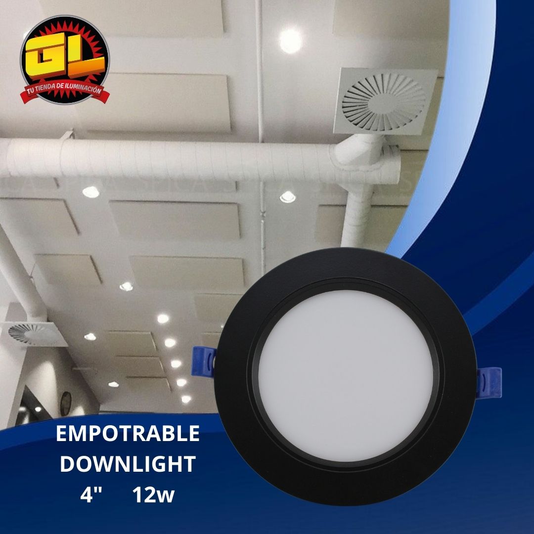 Lámpara LED Empotrable 12w Spot Plafón Negro