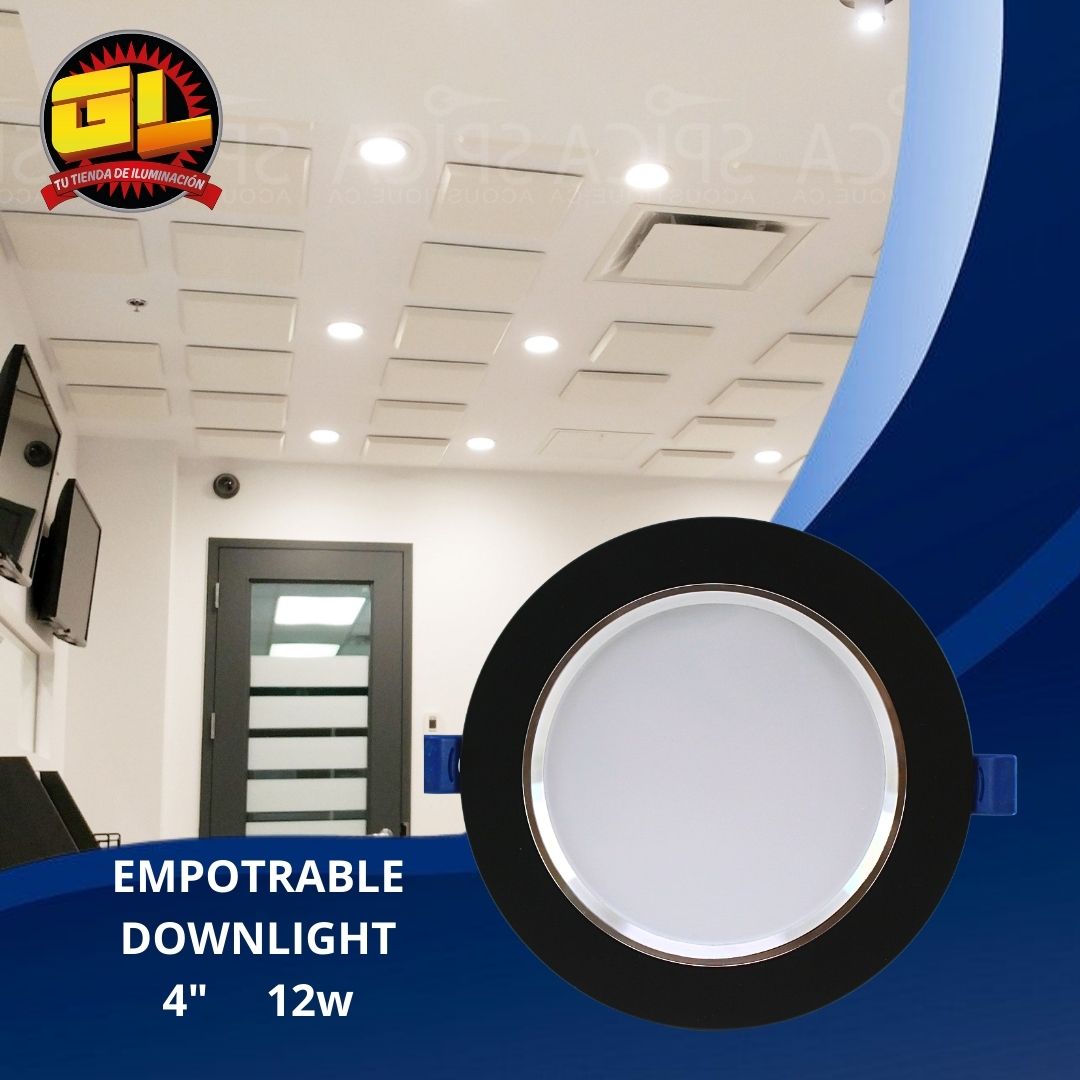 Lámpara LED Empotrable 12w Spot Plafón Negro con Satín