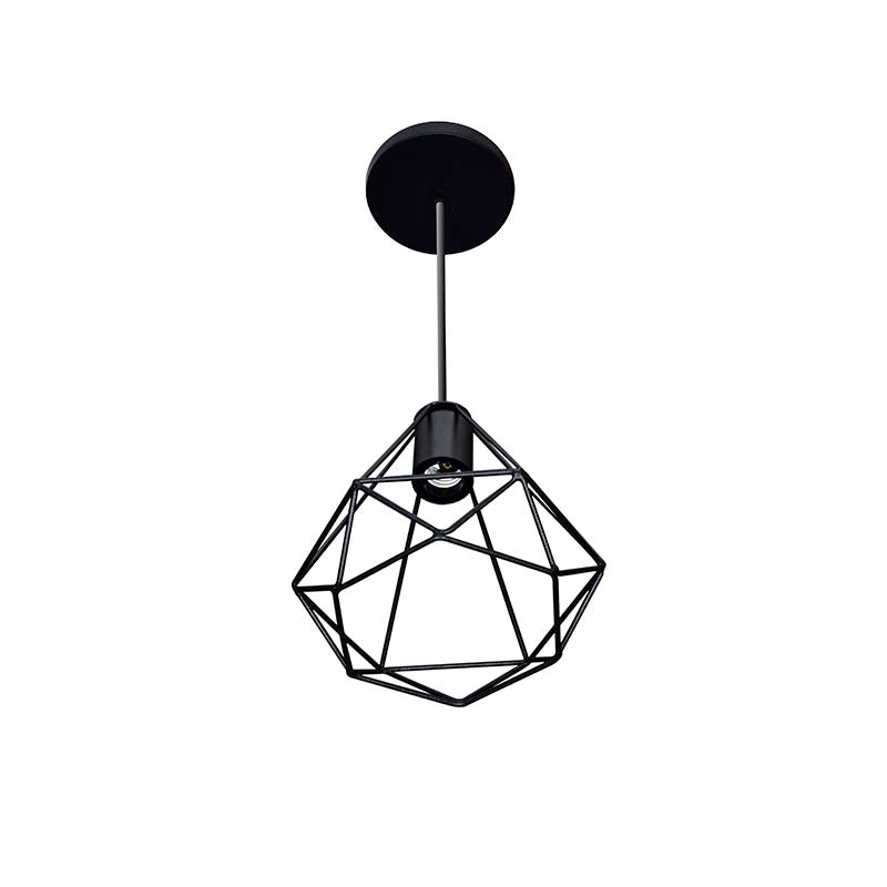 Lámpara Colgante Individual Rejilla Metálica Negra