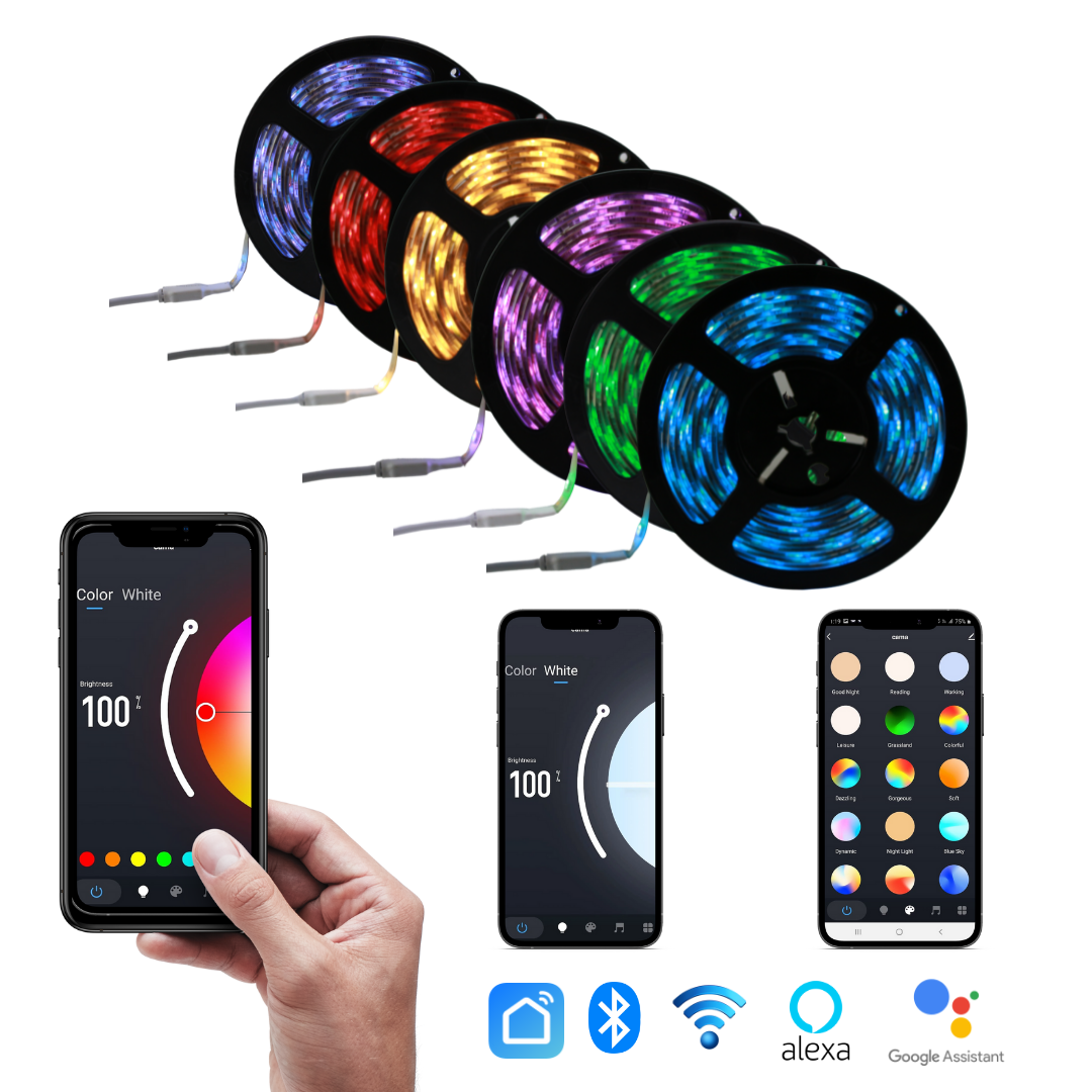 Tira LED Smart RGBCW Colores Y Blancos Dinamicos BT WIFI C/DRIVER