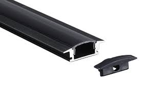 Perfil de aluminio para empotrar con pestaña color negro