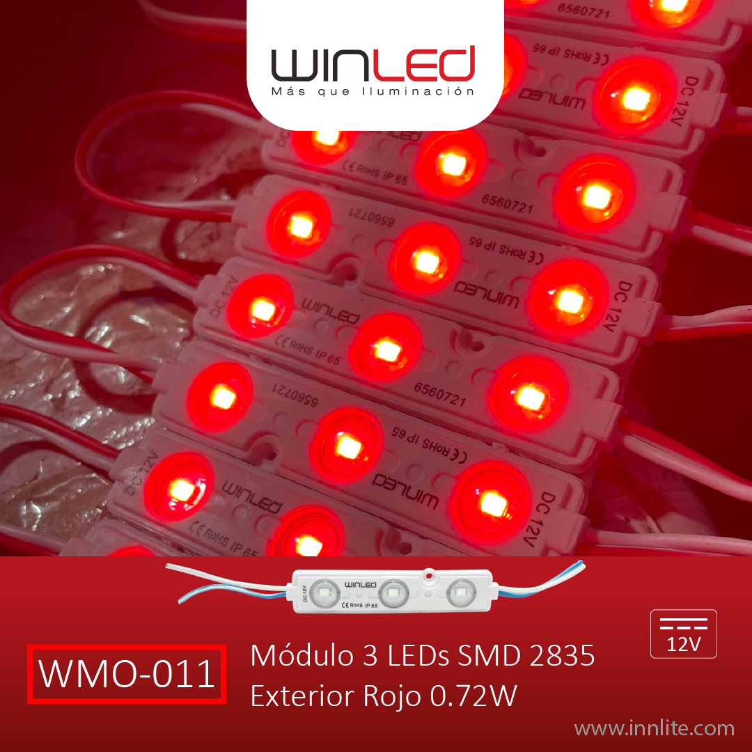 MÓDULO 3 LED SMD 2835 EXTERIOR ROJO