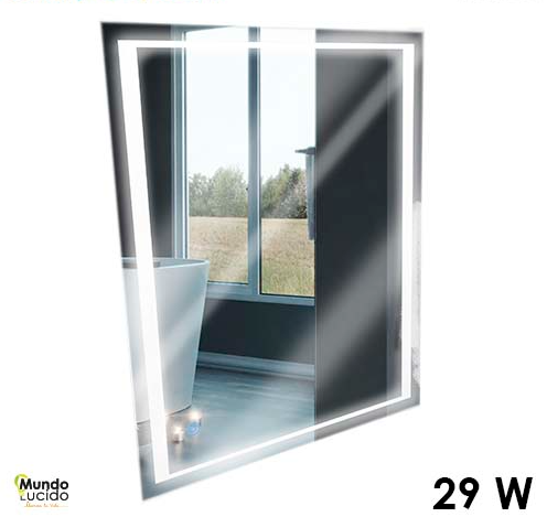 Espejo LED Cuadrado 29W Marco Negro Regulable IP65