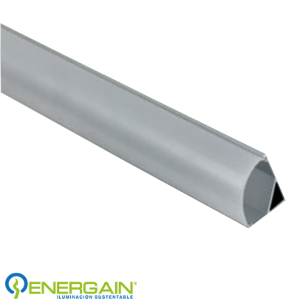 Perfil esquinero para tira LED con mica opalina