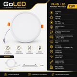 Panel LED Redondo Empotrable Ajustable 12W Blanco C061