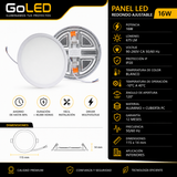 Panel LED Redondo Empotrable Ajustable 16W Blanco C062