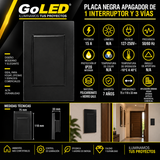 Placa Apagador 1 interruptor de 3 Vías Negro 15A 127-250V para Interior IP20