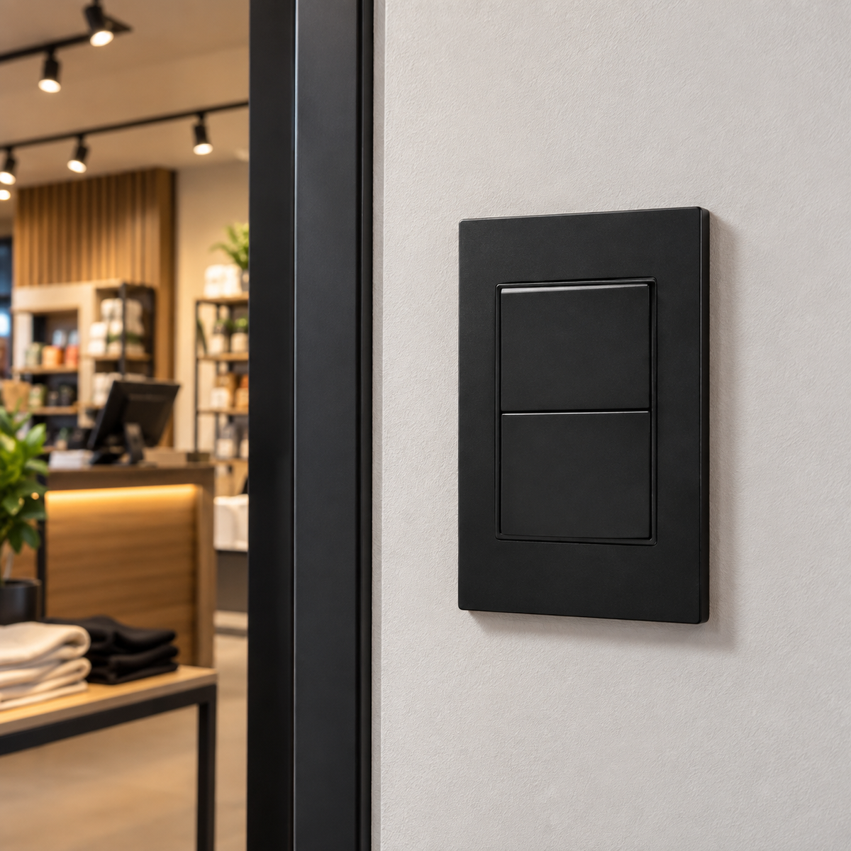 Placa Negra de Apagador Doble de 3 Vías Negro 15A 127-250V para Interior