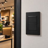 Placa Negra de Apagador Doble de 3 Vías Negro 15A 127-250V para Interior