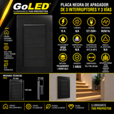 Placa Apagador Triple de 3 Vías Negro 15A 127-250V para Interior