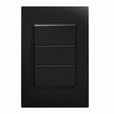 Placa Apagador Triple de 3 Vías Negro 15A 127-250V para Interior