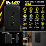 Placa Negra de Contacto Doble 15A 127-250V para Interior IP20