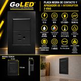Placa Contacto con Apagador 3 Vías Negro 15A 127-250V Interior