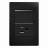 Placa Contacto con Apagador 3 Vías Negro 15A 127-250V Interior