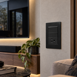 Placa Contacto con Apagador Doble 3 Vías Negro 15A 127-250V
