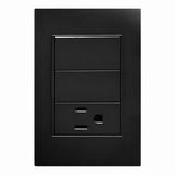Placa Contacto con Apagador Doble 3 Vías Negro 15A 127-250V