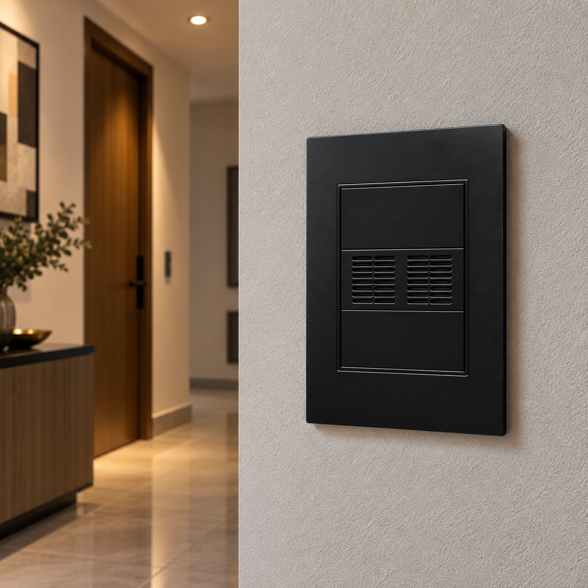 Placa con Zumbador Negra 15A 127-250V para Interior IP20