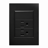 Placa 2 Contactos con Apagador 3 Vías Negra 15A 127-250V